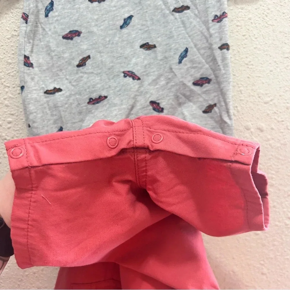 Carters Little Champ Overalls Set w/ Car T-shirt Size 12M